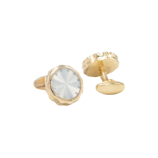 Watch Design Golden Gloss Finish Cufflinks.