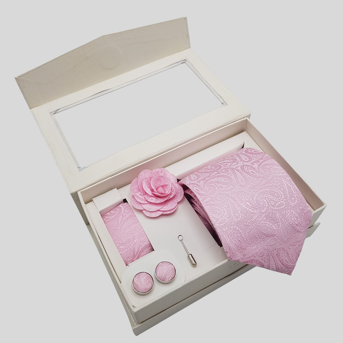 Pink Paisley Tie Set