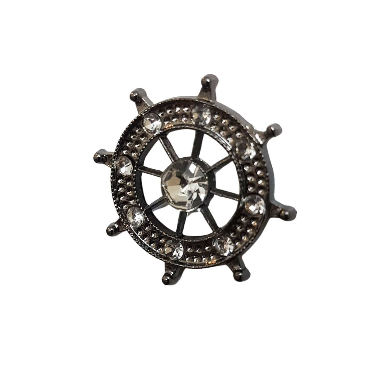 Gun Metal Nautical Wheel Lapel Pin