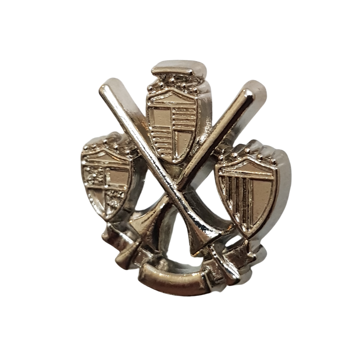 Silver Crossed Bat And Shield Lapel Pin