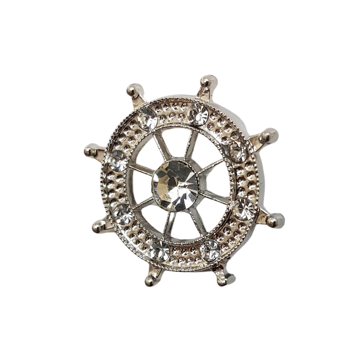 Silver Nautical Wheel Lapel Pin