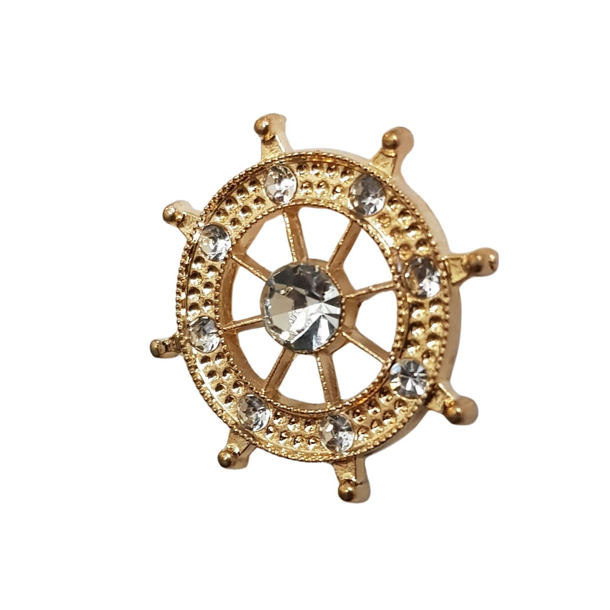 Golden Nautical Wheel Lapel Pin