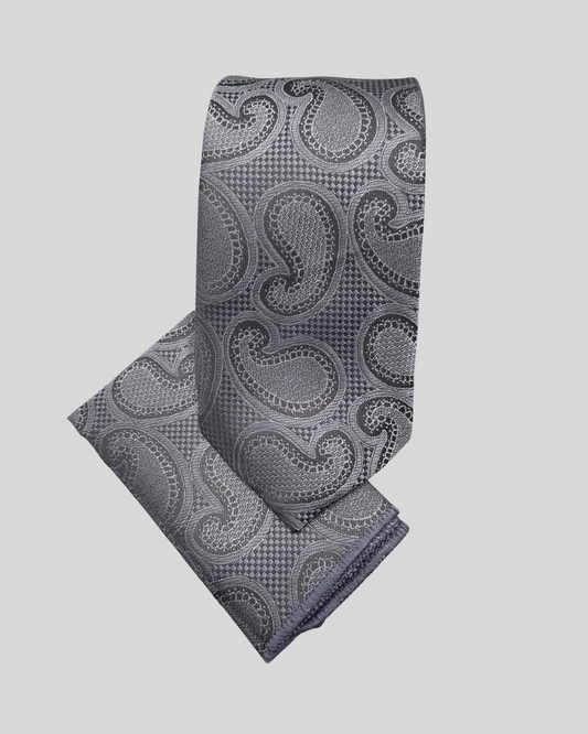 Grey Classic Paisley Necktie