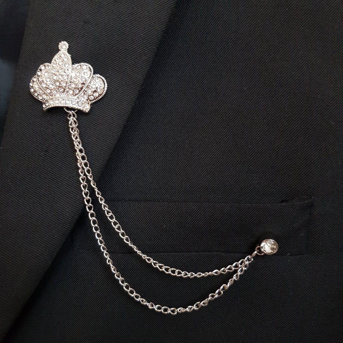 Silver Crown Brooch