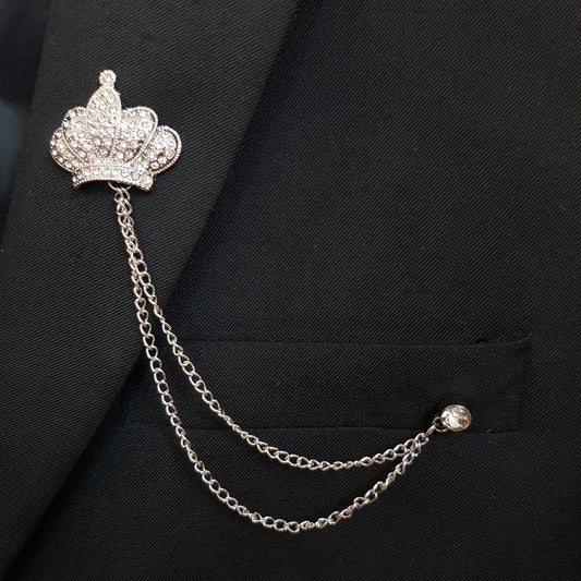 Silver Crown Brooch