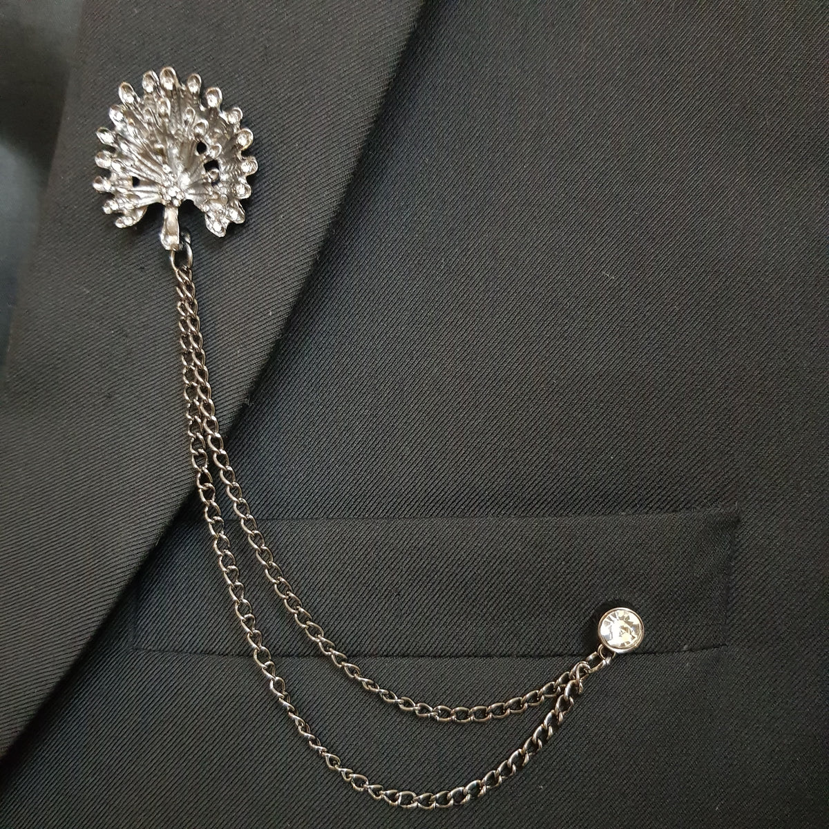 Peacock Chain Brooch
