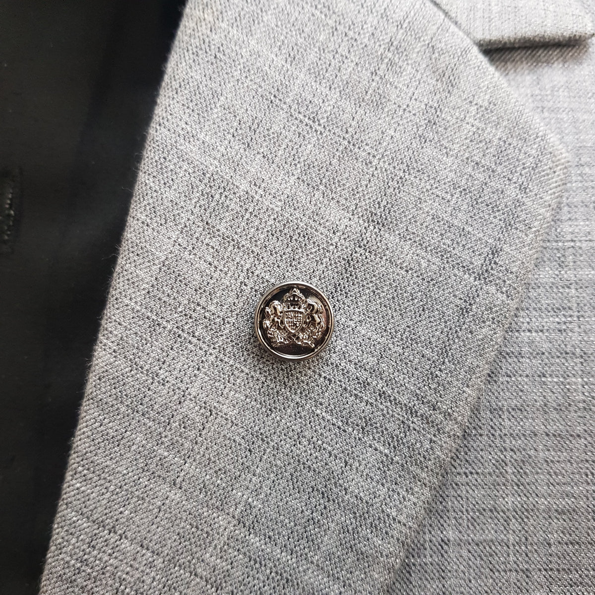 Gun Metal Noble Crest Lapel Pin
