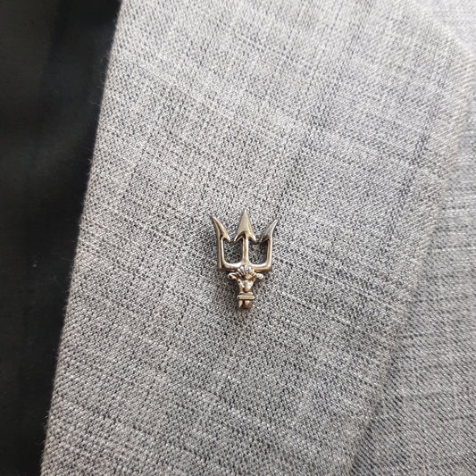 Gun Metal Royal Trident Lapel Pin