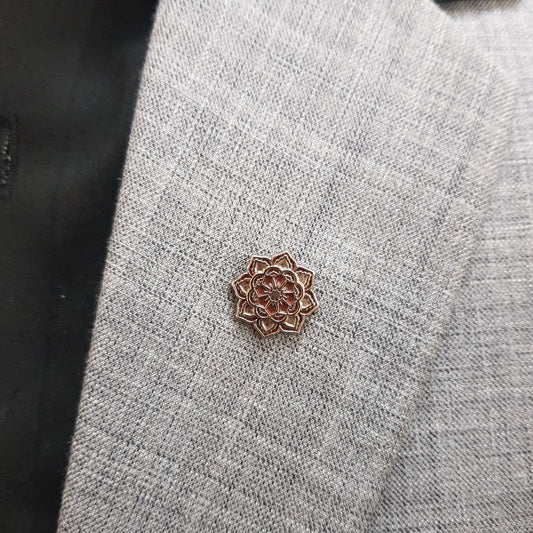 Gun Metal Flower Lapel Pin