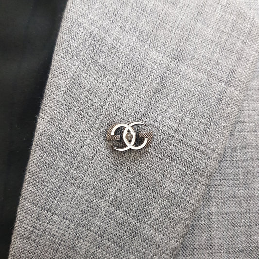 Silver Interlock Crest Lapel Pin