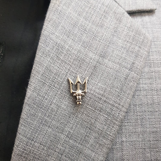 Silver Royal Trident Lapel Pin
