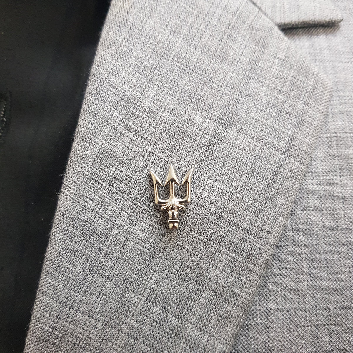Silver Royal Trident Lapel Pin