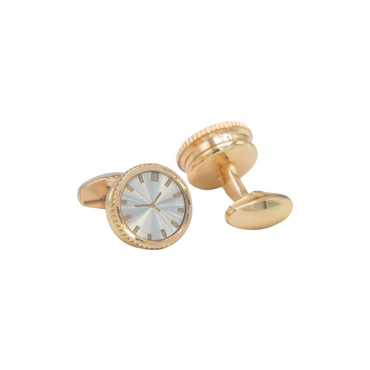 Watch Design Golden Gloss Finish Cufflinks