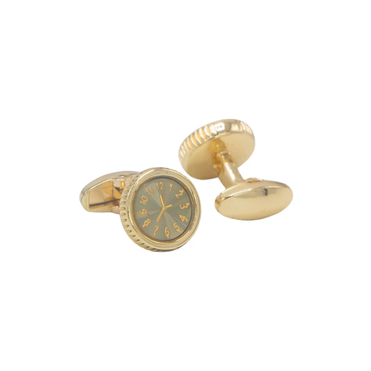 Watch Design Golden Gloss Finish Cufflinks