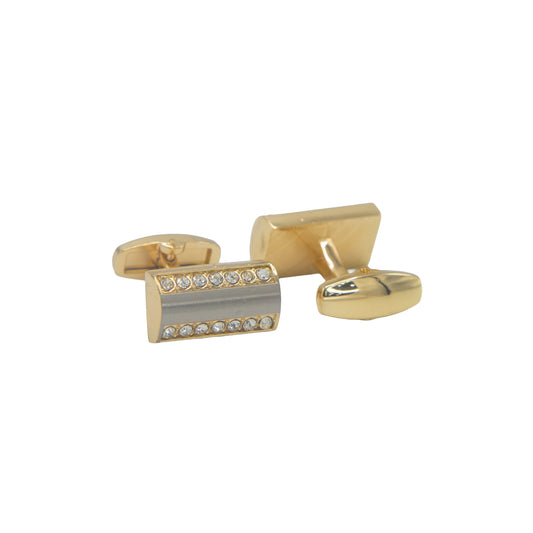 Rectangular Shape Double Tone Crystal Stones Cufflinks