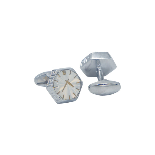 Watch Design Silver Gloss Finish Cufflinks.