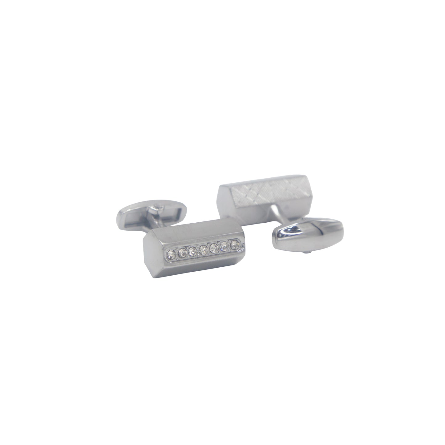 Vertical Star Shape Silver Crystal Stones Cufflinks