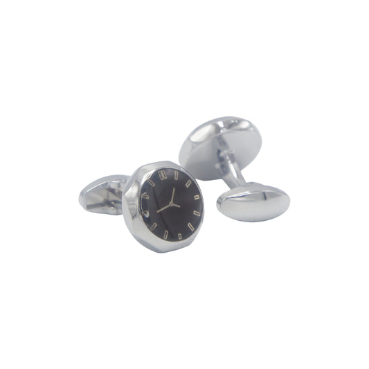 Watch Design Silver Gloss Finish Cufflinks