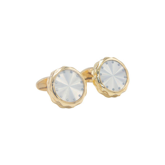 Watch Design Golden Gloss Finish Cufflinks.
