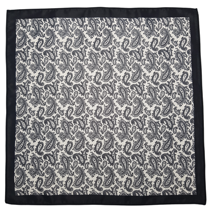 Black and White Paisley Pocket Square