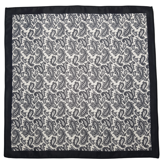 Black and White Paisley Pocket Square