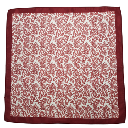 Red and White Paisley Pocket Square