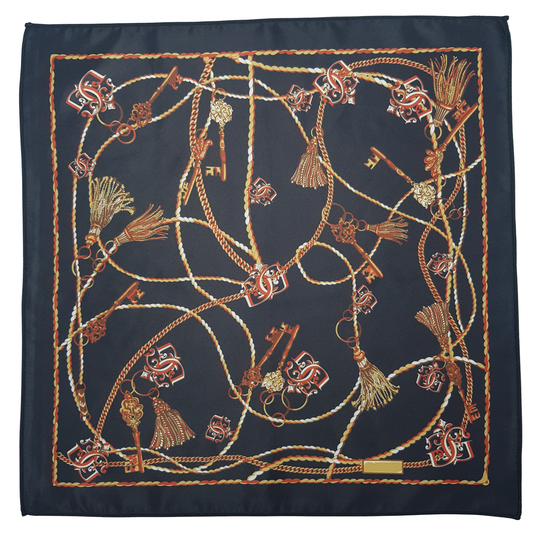 Black Equestrian Chain Pocket Square