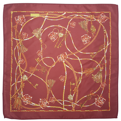 Red Equestrian Chain Pocket Square