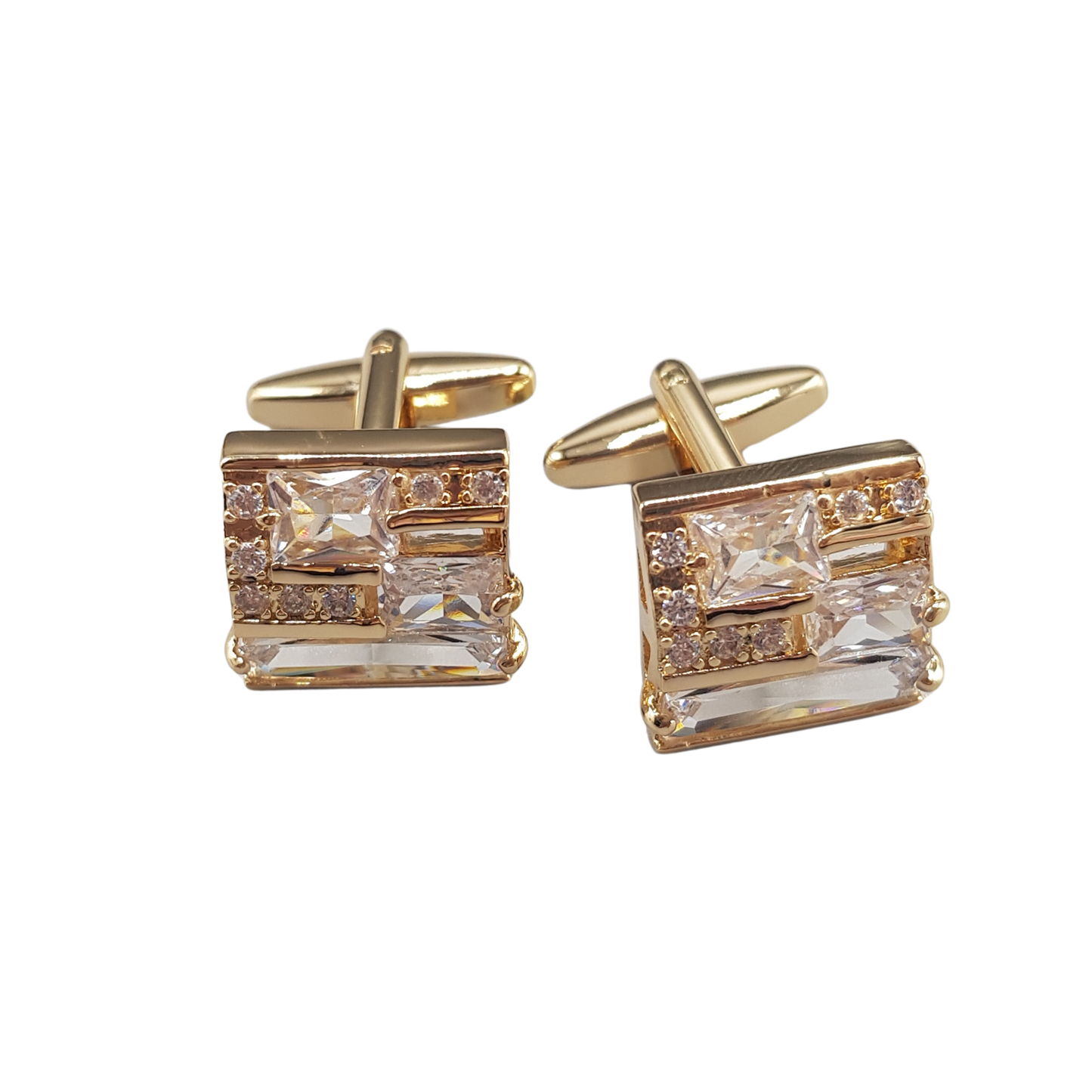 Golden Amber Crystal Square Cufflinks