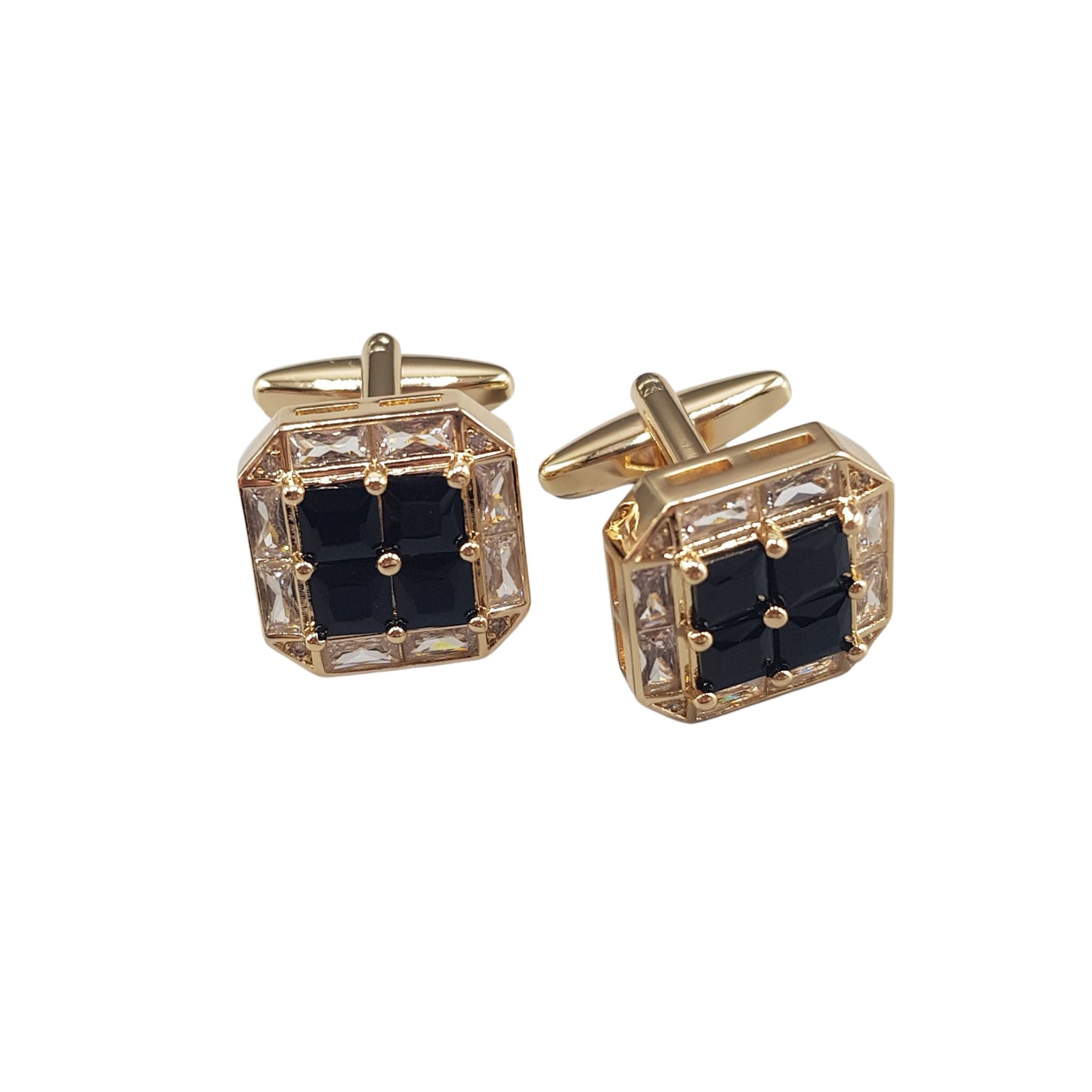 Rose Gold Square Black Gemstone Cufflinks