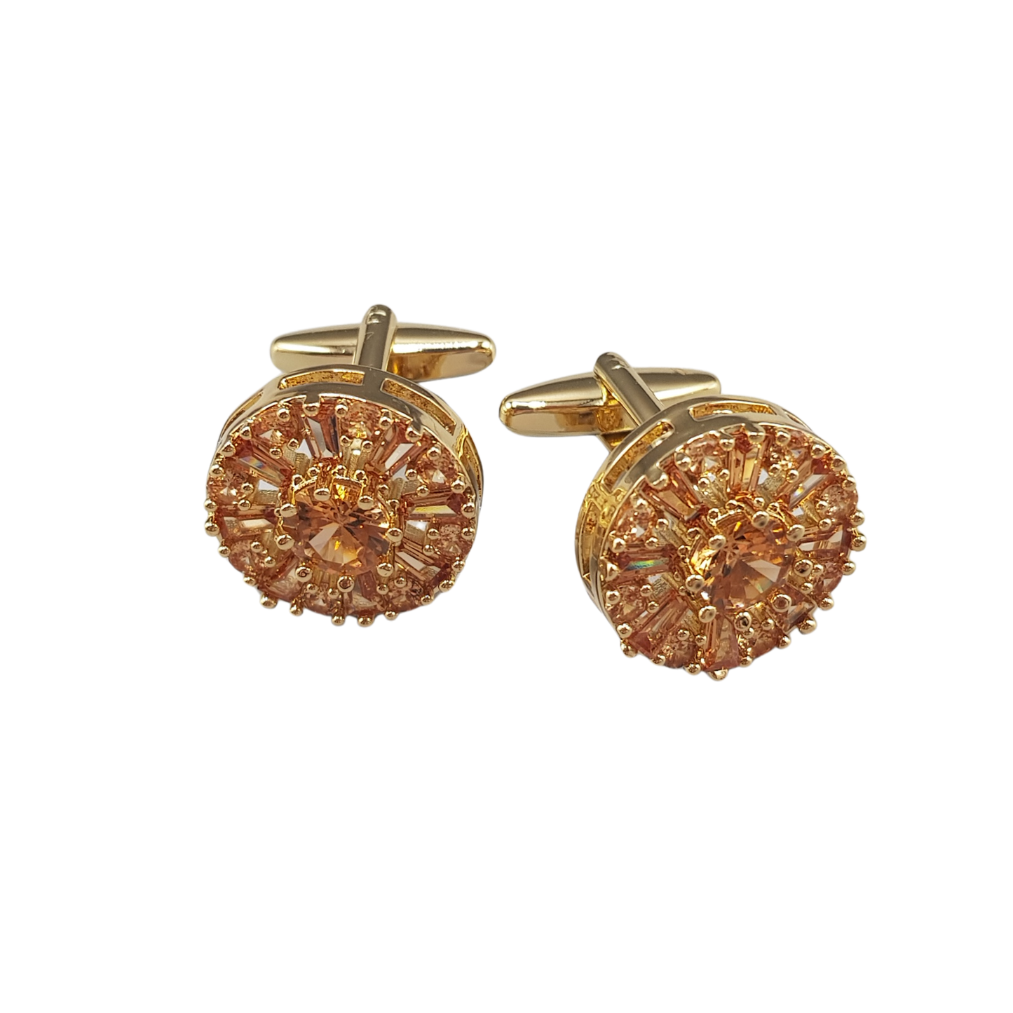 Gold Plated Crystal Sunburst Cufflinks