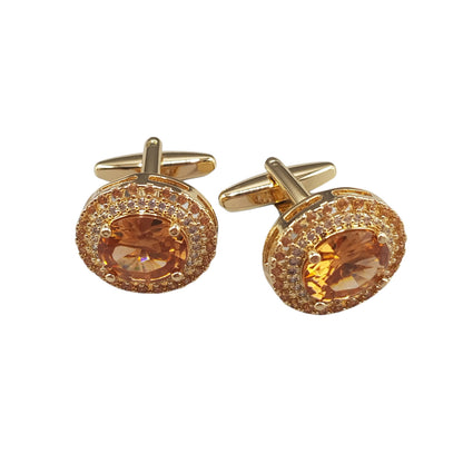 Gold Champagne Crystal Cufflinks