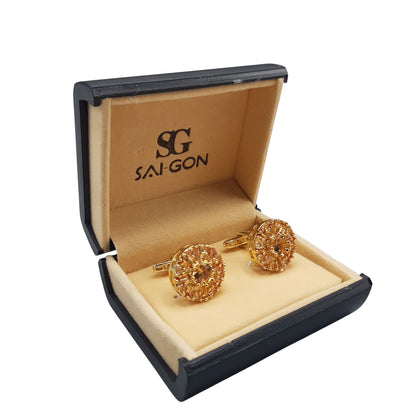 Gold Plated Crystal Sunburst Cufflinks