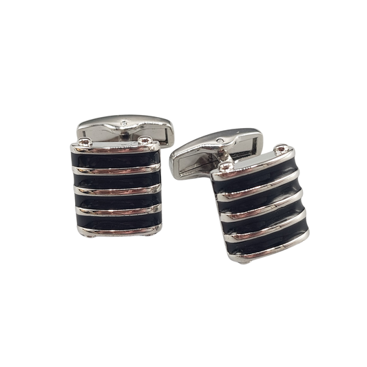 Black Ribbed Barrel Cufflinks