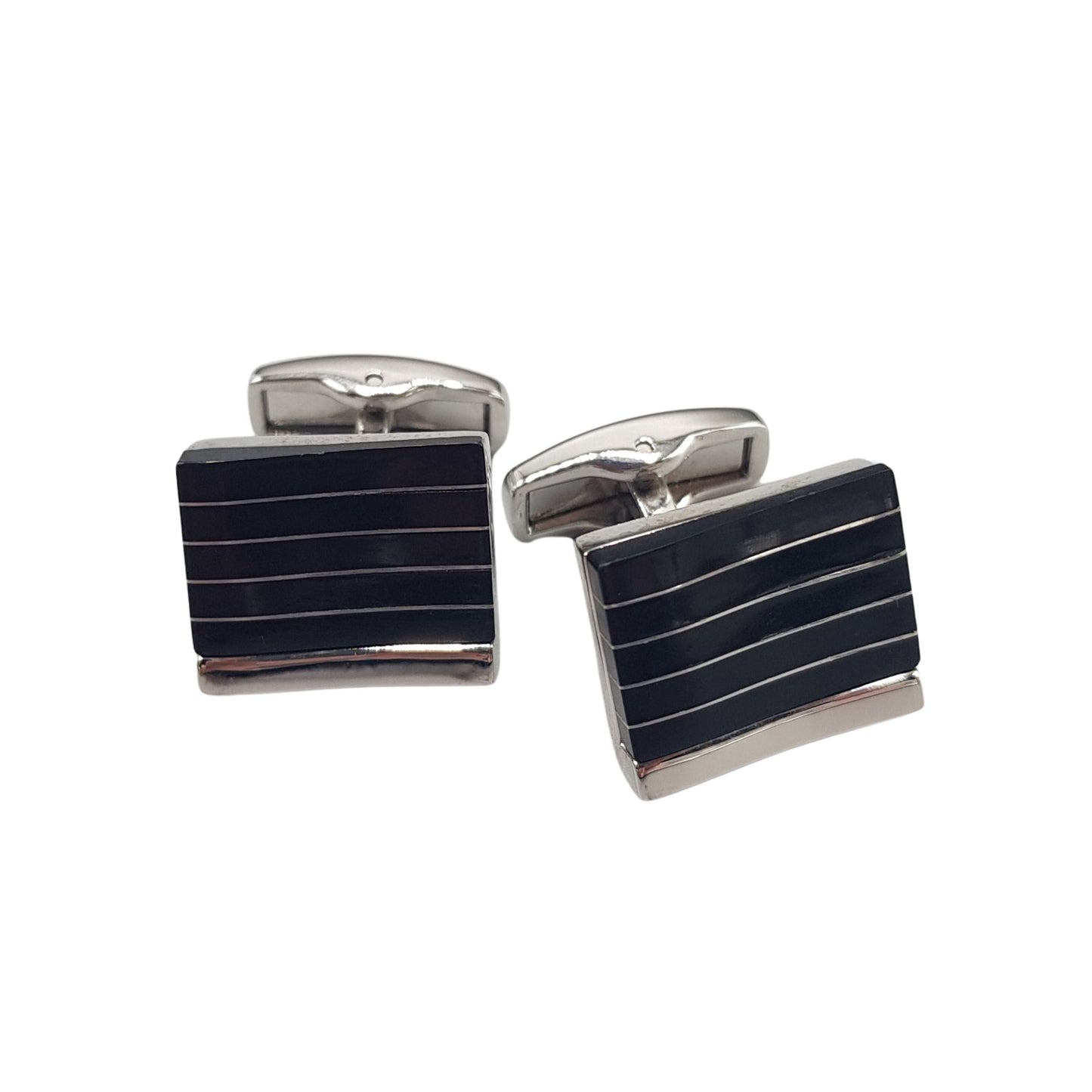 Black Stripped Rectangular Cufflinks