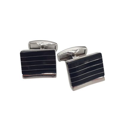 Black Stripped Rectangular Cufflinks