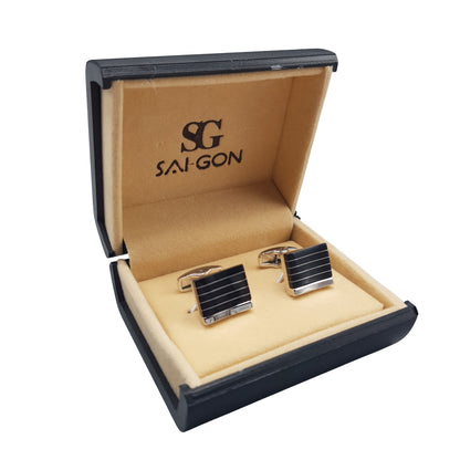 Black Stripped Rectangular Cufflinks
