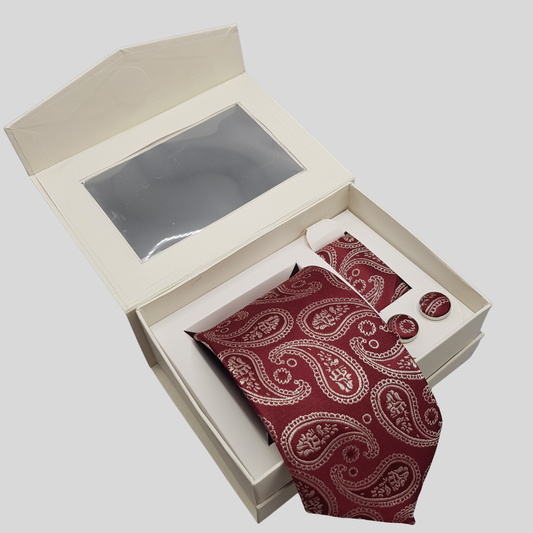 Red Paisley Tie Set