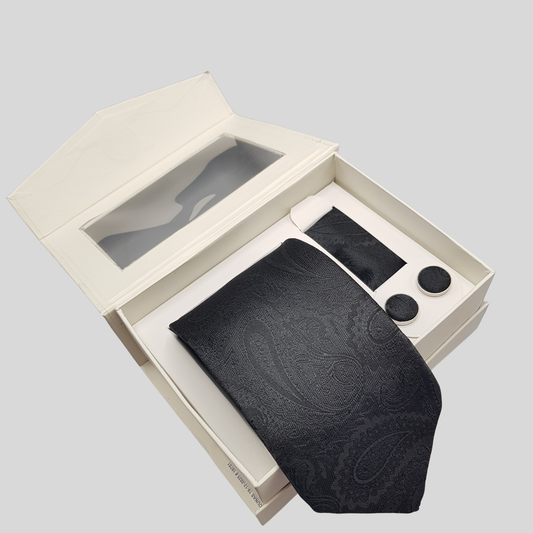 Black Paisley Tie Set