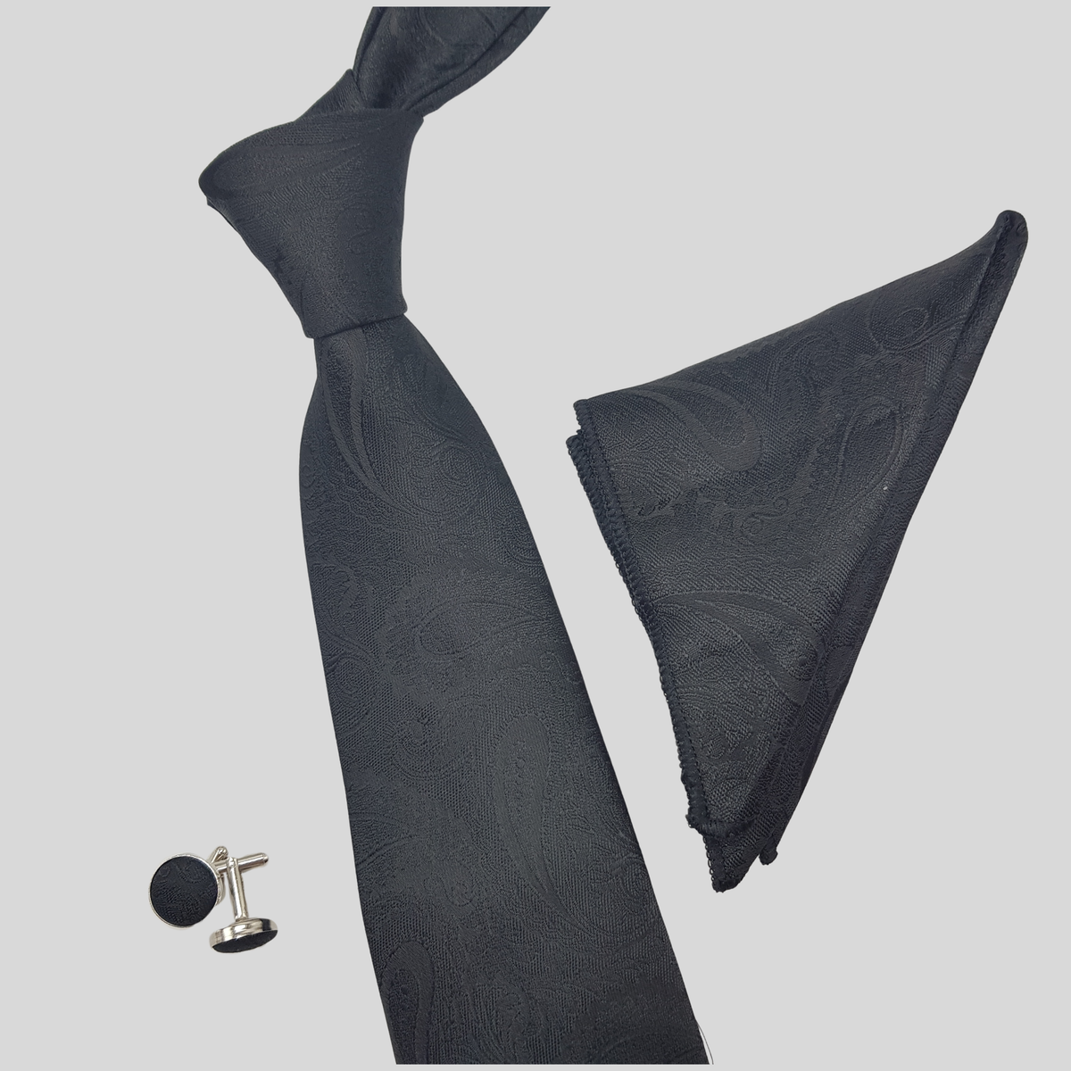 Black Paisley Tie Set