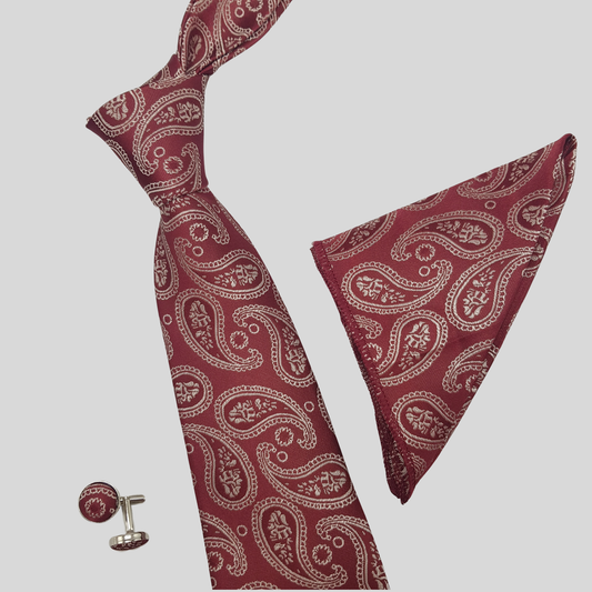 Red Paisley Tie Set