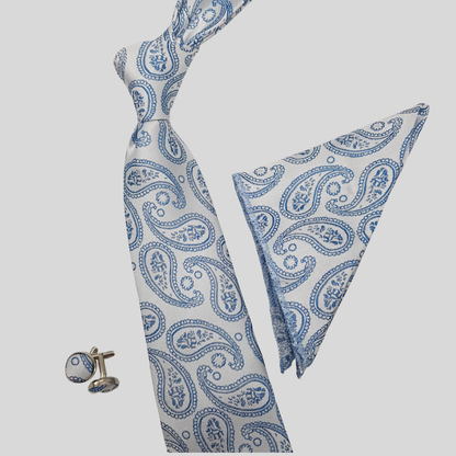 Blue Paisley Tie Set
