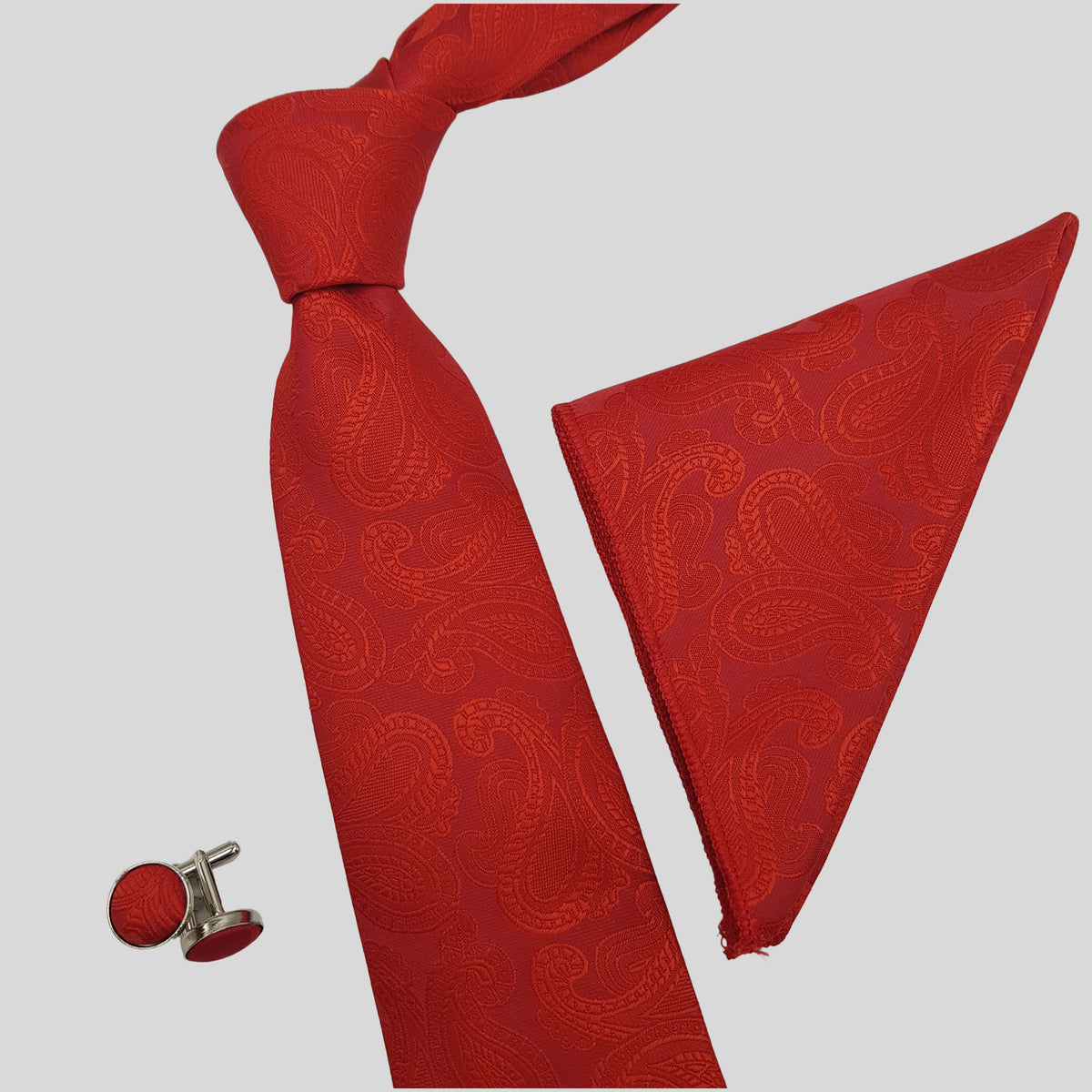 Red Paisley Tie Set