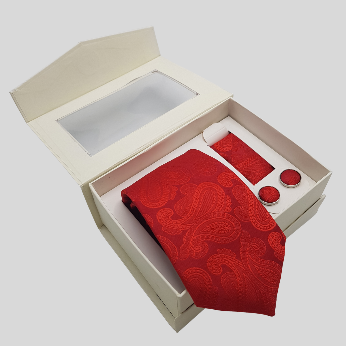 Red Paisley Tie Set