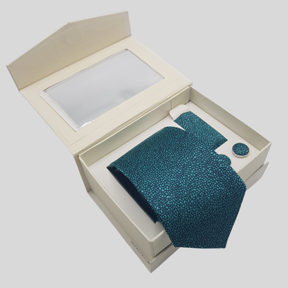 Teal Textured Tie Set