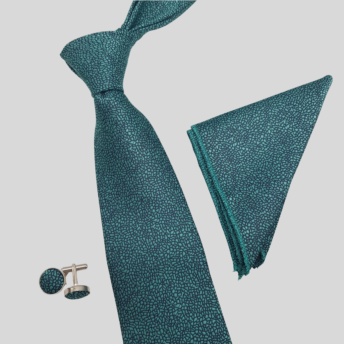 Teal Textured Tie Set