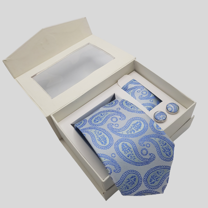 Sky Blue Paisley Tie Set