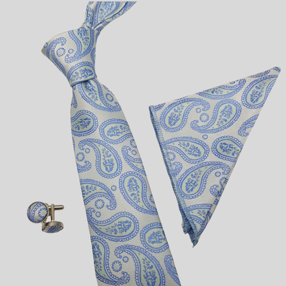 Sky Blue Paisley Tie Set