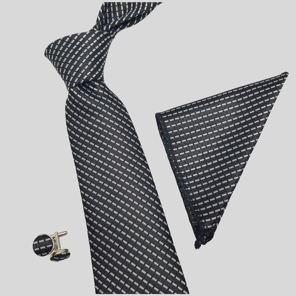 Graphite Weave Tie Set