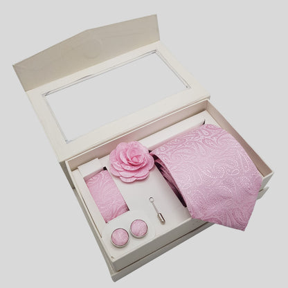 Pink Paisley Tie Set